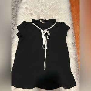 Black Blouse with White Tie